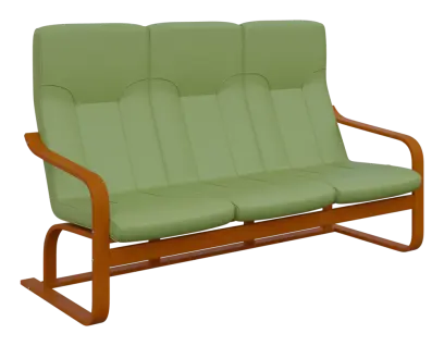 BO - 3 trojkřeslo, dřevěná kostra, moření třešeň, koženka HOLY Z 2, zelinkavá